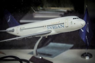 DEU Germany Germany Berlin Lonely shop window of the Syrian airline Syrian Air on Bundesallee in