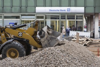 DEU Germany Germany Berlin Construction site in front of a Deutsche Bank branch on Karl-Marx-Straße