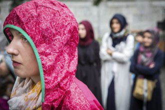 DEU Germany Germany Berlin Protest rally against intolerance of wearing headscarves and the ban on