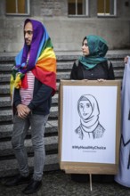 DEU Germany Germany Berlin Protest rally against intolerance of wearing headscarves and the ban on