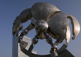 Sculpture entitled Rolling Horse by Jürgen Görtz on the northern terrace of Berlin Central Station