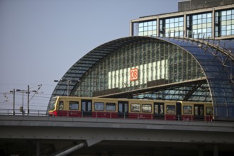 Berlin Central Station with outgoing S-Bahn, Germany