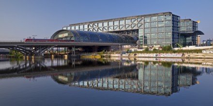 Berlin Central Station seen from Alexanderufer at Humboldthafen, Germany