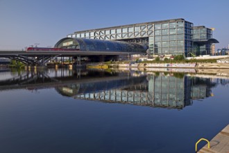Berlin Central Station seen from Alexanderufer at Humboldthafen, Germany