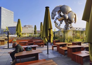 Sculpture entitled Rolling Horse by Jürgen Görtz on the northern terrace of Berlin Central Station