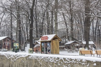 DEU Germany Germany Berlin The snow-covered abandoned playground at Berlin Zoo