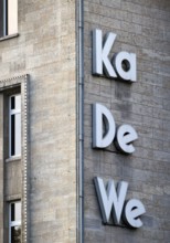 KaDeWe logo on the façade of the Kaufhaus des Westens, Tauentzienstraße, Charlottenburg, Berlin,