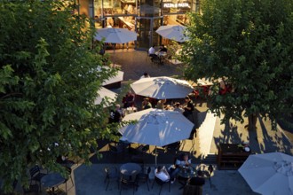 Outdoor dining seen from an elevated position in the evening, Charlottenburg, Berlin, Germany