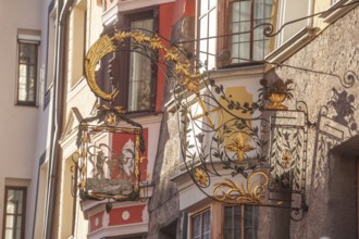 Old hanging sign in Herzog-Friedrich-Straße, Old Town, Innsbruck, Tyrol, Austria