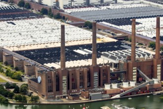 Volkswagen plant Wolfsburg with cogeneration plant VW Südstraße, Lower Saxony, Germany, Europe,
