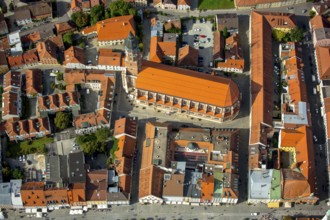 Basilica St. Jakob, gothic hall church, Straubing, East Bavaria, Bavaria, Germany, Europe, aerial