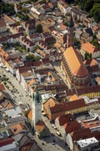 Basilica St. Jakob, gothic hall church, city tower at Theresienplatz, Straubing, East Bavaria,