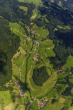 Black Forest landscape with forests and fields, Black Forest valley, Freiamt, Baden-Württemberg,