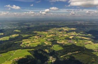 Black Forest landscape with forests and fields, Black Forest valley, Freiamt, Baden-Württemberg,