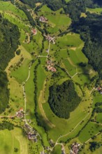 Black Forest landscape with forests and fields, Black Forest valley, Freiamt, Baden-Württemberg,