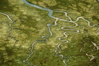 Ostheller, salt marshes with Prilen, aerial view, Norderney, North Sea, North Sea island, East