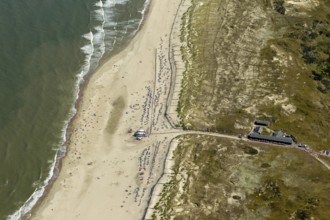 White Dune, beach restaurant, aerial view, Norderney, North Sea, North Sea island, East Frisian