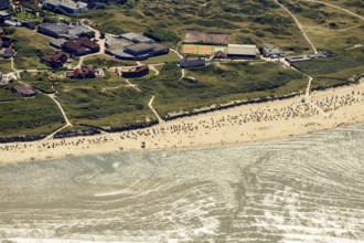 Sandy beach beach, aerial view, Langeoog, North Sea, North Sea island, East Frisian Islands, Lower