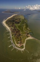 Groynes against land loss, Wadden Sea, aerial photo, Baltrum, North Sea, North Sea island, East