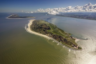 Groynes against land loss, Wadden Sea, aerial photo, Baltrum, North Sea, North Sea island, East