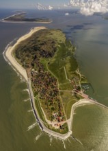 Groynes against land loss, Wadden Sea, aerial photo, Baltrum, North Sea, North Sea island, East