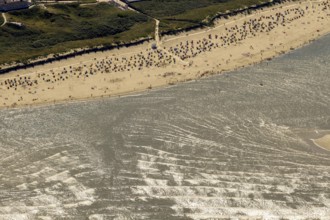 Sandy beach beach, aerial view, Langeoog, North Sea, North Sea island, East Frisian Islands, Lower