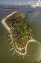 Groynes against land loss, Wadden Sea, aerial photo, Baltrum, North Sea, North Sea island, East