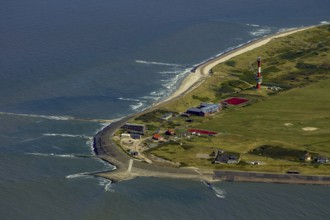 New lighthouse in the west of the island, aerial view, Wangerooge, North Sea, North Sea island,