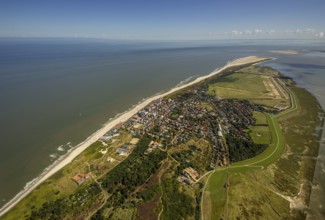 Aerial photo, Wangerooge, North Sea, North Sea island, East Frisian Islands, Lower Saxony, Germany,
