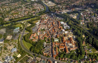 Overview of the city centre of Meppen, Meppen, Emsland, Lower Saxony, Germany, Europe, aerial view,