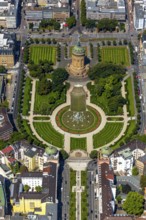 Water tower with park on Friedrichsplatz, Mannheim, Baden-Württemberg, Germany, Europe, aerial