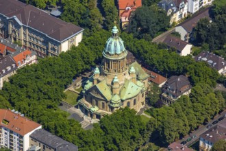 Christuskirche Mannheim, Mannheim, Baden-Württemberg, Germany, Europe, aerial view, birds-eyes