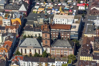 Konkordienkirche Mannheim, Mannheim, Baden-Württemberg, Germany, Europe, aerial view, birds-eyes