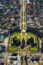 Water tower with park on Friedrichsplatz, Mannheim, Baden-Württemberg, Germany, Europe, aerial