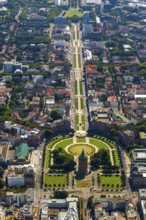 Water tower with park on Friedrichsplatz, Mannheim, Baden-Württemberg, Germany, Europe, aerial