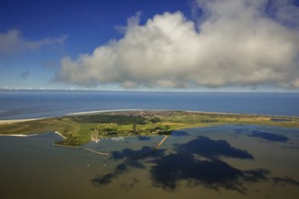 HAfen und Flinthörn, Wadden Sea, aerial view, Langeoog, North Sea, North Sea island, East Frisian