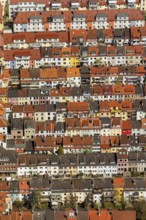 Rows of houses in the Findorff district, rented flats, multi-storey flats, red tiled roofs, attic