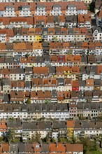 Rows of houses in the Findorff district, rented flats, multi-storey flats, red tiled roofs, attic