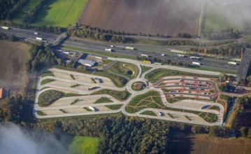 Rest area Dammer Berge east side, truck rest area, driving times, Holdorf, Lower Saxony, Germany,