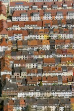 Rows of houses in the Findorff district, rented flats, multi-storey flats, red tiled roofs, attic