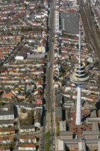 Rows of houses in the Findorff district, rented flats, multi-storey flats, red tiled roofs, attic