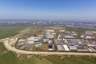 GVZ Bremen, freight distribution centre, industrial area south of the port of Bremen, aerial