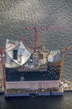 Construction site of the ElbPhilharmonie Hamburg, Philharmonie, Speicherstadt Hamburg, Elbe,