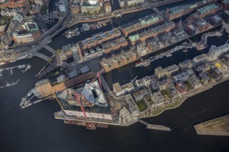 Construction site of the ElbPhilharmonie Hamburg, HafenCity, Elbe, Philharmonie, Speicherstadt