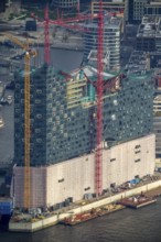 Construction site of the ElbPhilharmonie Hamburg, Philharmonie, Speicherstadt Hamburg, Elbe,