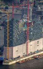 Construction site of the ElbPhilharmonie Hamburg, Philharmonie, Speicherstadt Hamburg, Elbe,