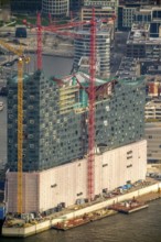 Construction site of the ElbPhilharmonie Hamburg, Philharmonie, Speicherstadt Hamburg, Elbe,