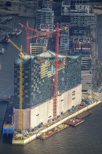 Construction site of the ElbPhilharmonie Hamburg, Philharmonie, Speicherstadt Hamburg, Elbe,