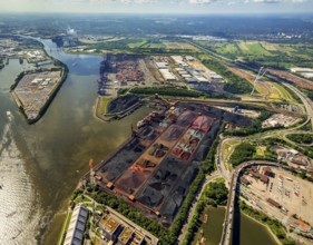 Sandauhafen, Hansaport, bulk goods, Hamburg harbour, Elbe, Hamburg, Free and Hanseatic City of