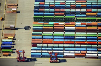 Straddle carrier, container transporter, container port Hamburg, CTA, Container Terminal